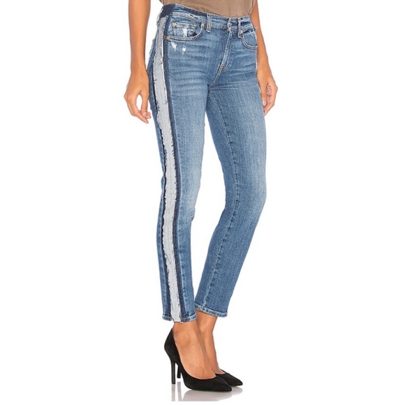 7 For All Mankind Denim - 7 For All Mankind Roxanne Ankle Fray Hem Jeans in Bright Houston Size 27